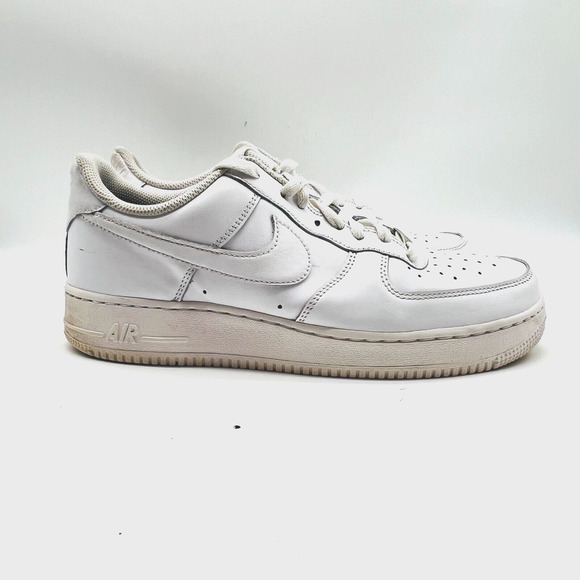 Nike Air Force 1 Mens 10 White Leather Low Shoes '07 CW2288 111 Sneakers Trainer - Picture 1 of 9